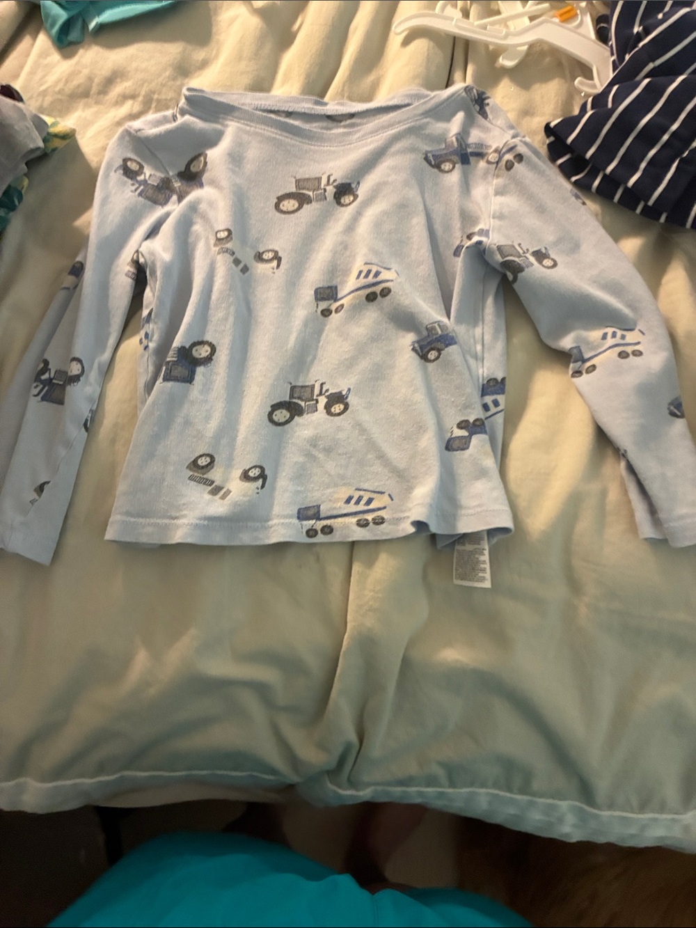 Old Navy Light Blue Long Sleeve Tee with Blue Tractor Print